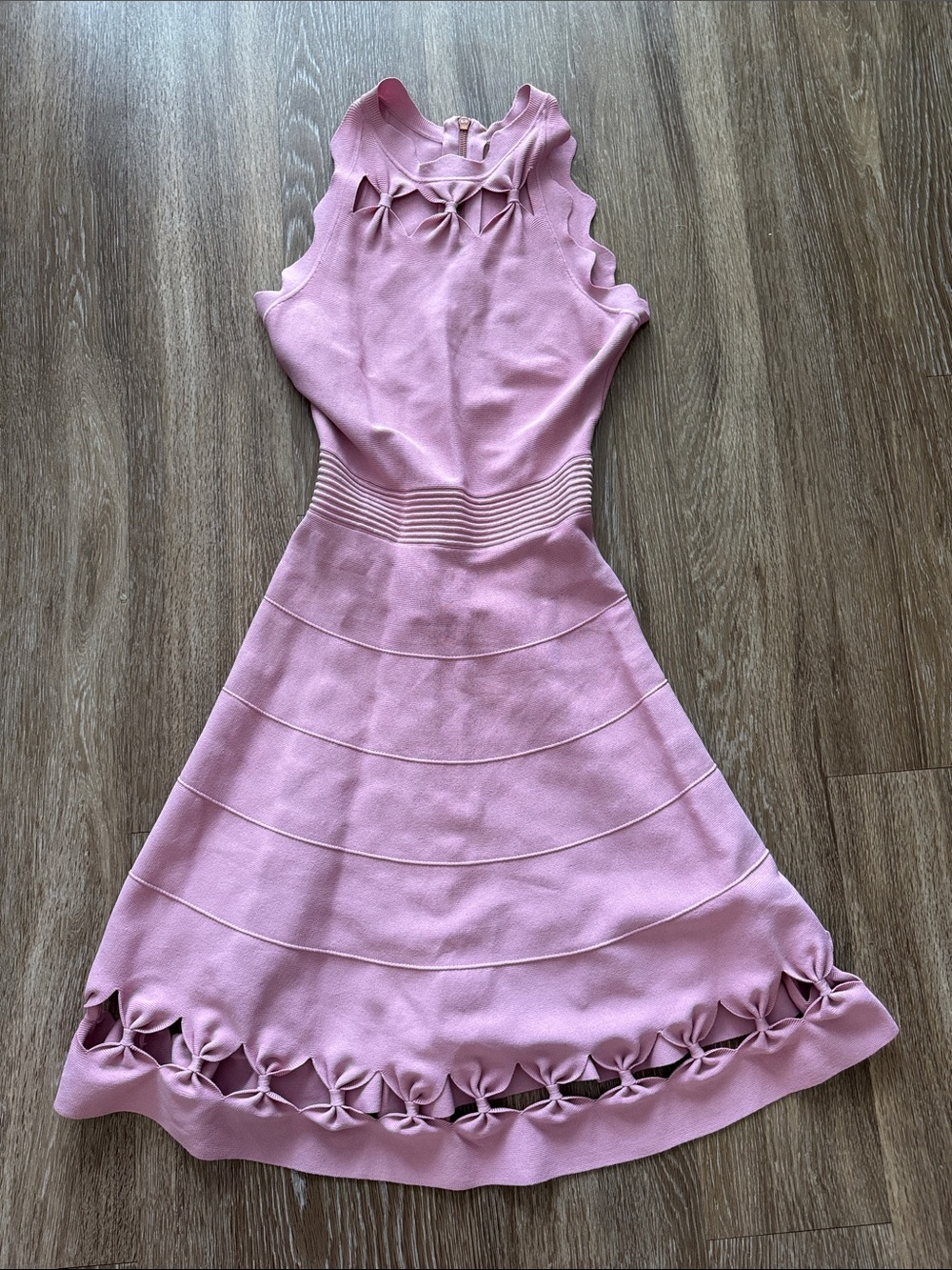 Ted Baker Pink Sleeveless Midi Dress with Cutout Hem